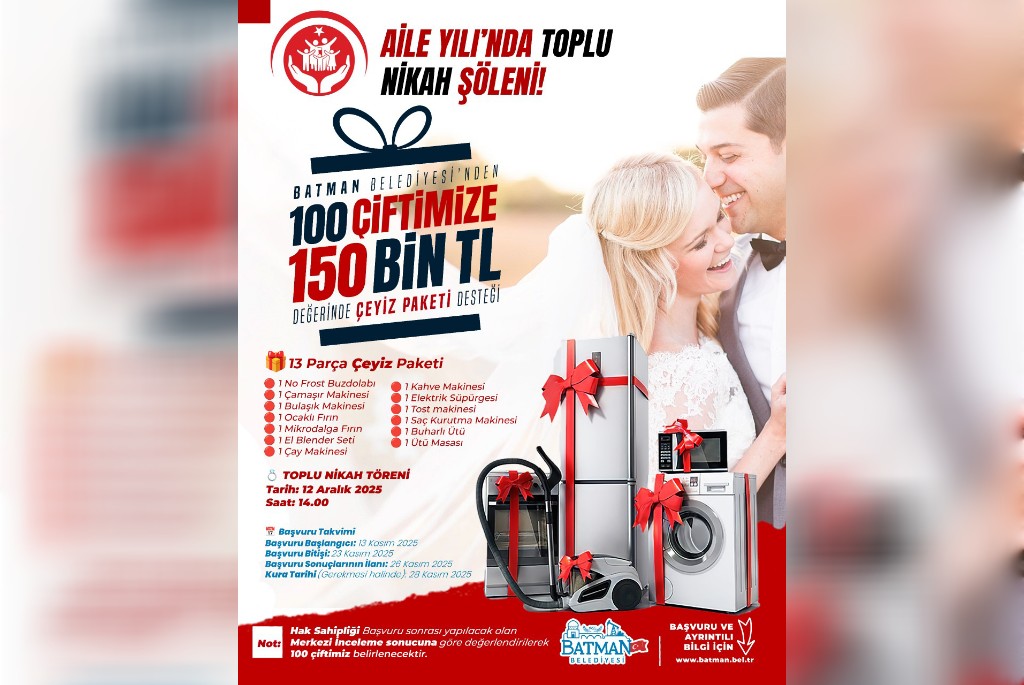 100 ÇİFTE NİKÂH VE ÇEYİZ DESTEĞİ!