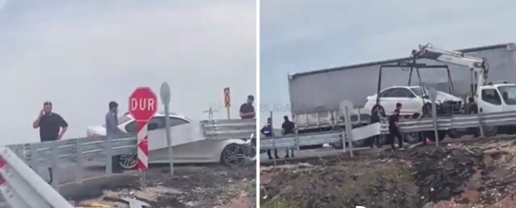 Kontrolden Çıkan Otomobil Bariyerlere Çarptı